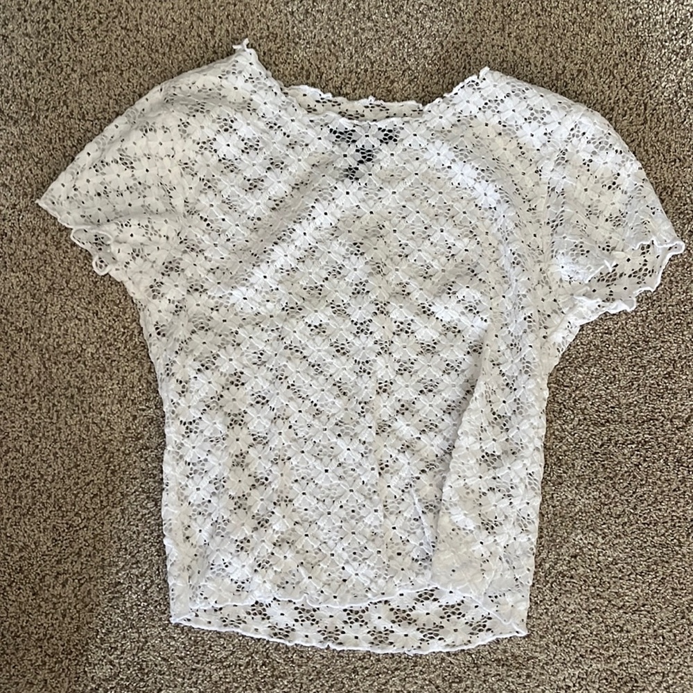 Forever 21 white see through flower top